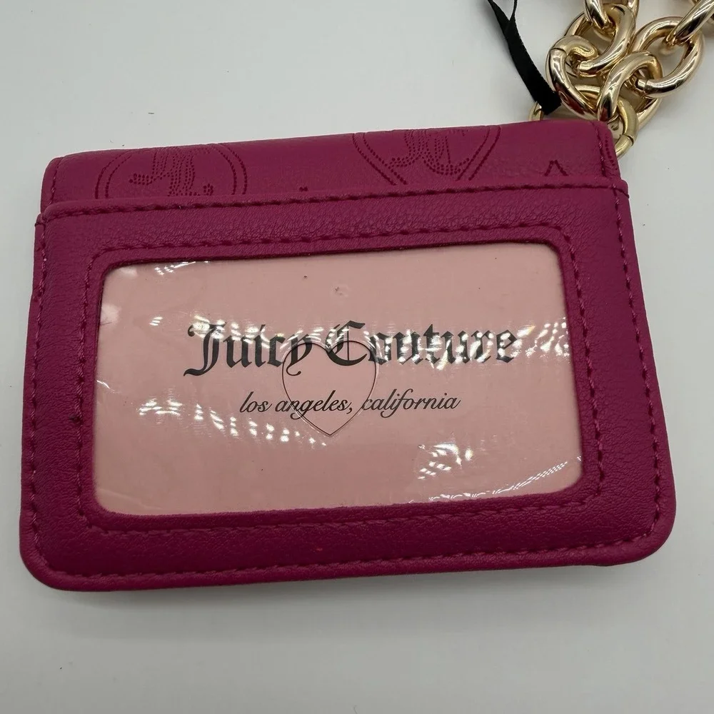 NWT Juicy Couture Top Notch Card Wallet Gold Charms Wristlet Raspberry Tart